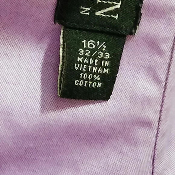 Lauren Ralph Lauren Men's Sz 16 1/2 Button Down Shirt Lavender Long Sleeves - Picture 3 of 11